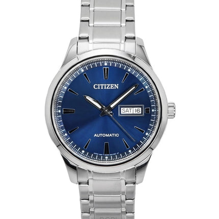 Reloj Citizen automático de acero inoxidable con esfera azul NY4058-79L para hombre