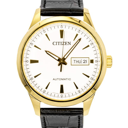 Reloj Citizen NY4059-09A automático para hombre con correa de piel y esfera blanca