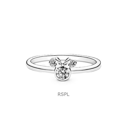 Anillo Pandora Disney Minnie Mouse con cabeza brillante y circonita cúbica transparente P-190074C01-54 para mujer