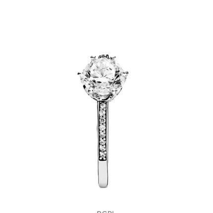 Anillo solitario Pandora con corona brillante y circonita cúbica transparente P-198289CZ-54 para mujer