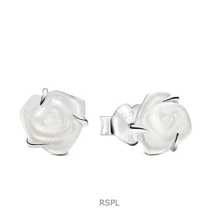 Pendientes Pandora Rosa Blanca Floreciente con Bioresina Blanca P-293209C01 para Mujer