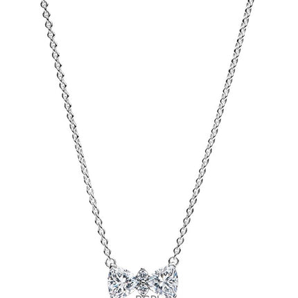 Collar Pandora con lazo brillante y circonitas cúbicas transparentes P-393509C01-45 para mujer