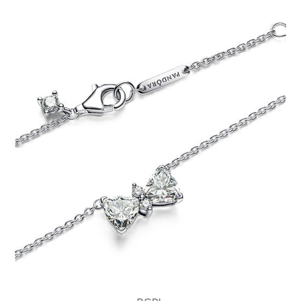 Collar Pandora con lazo brillante y circonitas cúbicas transparentes P-393509C01-45 para mujer