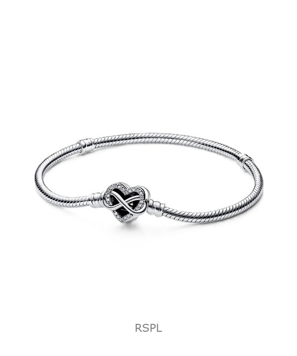 Pulsera Pandora Moments con corazón infinito brillante y circonita cúbica transparente P-592645C01-18 para mujer