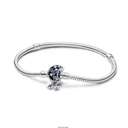 Pulsera Pandora Moments Luna Brillante con Circonitas Azules y Blancas P-592819C01-18 para Mujer