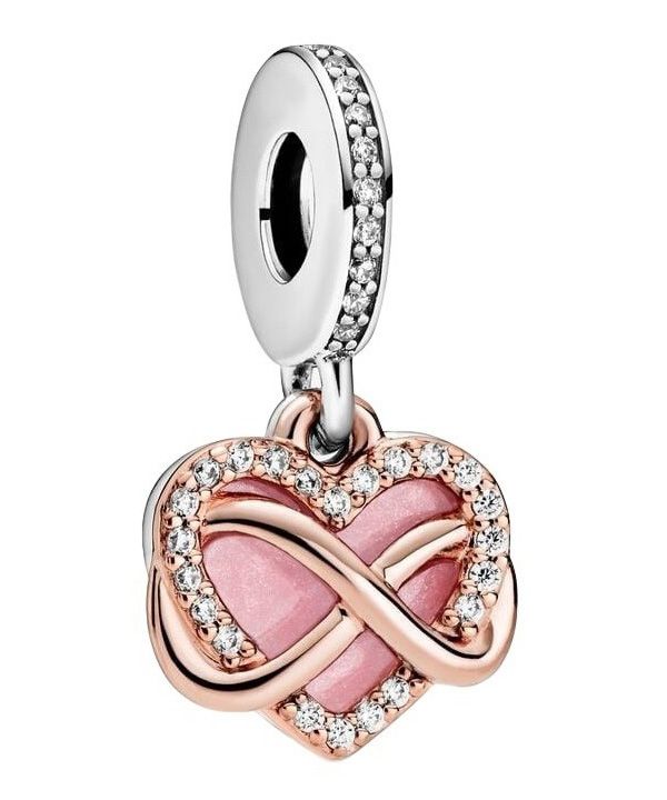 Charm colgante con corazón infinito brillante de Pandora con circonita cúbica transparente 788878C01 para mujer