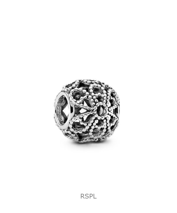 Charm Pandora de flor calada con cuentas transparentes P-791282 para mujer