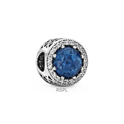 Charm Pandora Corazones Radiantes con Cristal Azul y Circonita Cúbica Transparente P-791725NMB para Mujer