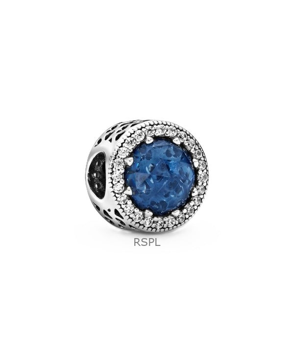 Charm Pandora Corazones Radiantes con Cristal Azul y Circonita Cúbica Transparente P-791725NMB para Mujer