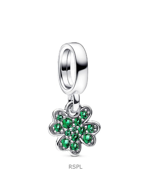 Charm colgante Pandora Moments de trébol de cuatro hojas con cristales verdes P-792751C01 para mujer