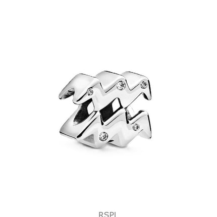 Charm Pandora del zodiaco Acuario brillante con circonita cúbica transparente P-798415C01 para mujer