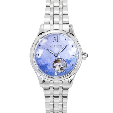 Reloj Citizen PR1040-88N automático de acero inoxidable con esfera azul claro y corazón abierto para mujer, edición limitada