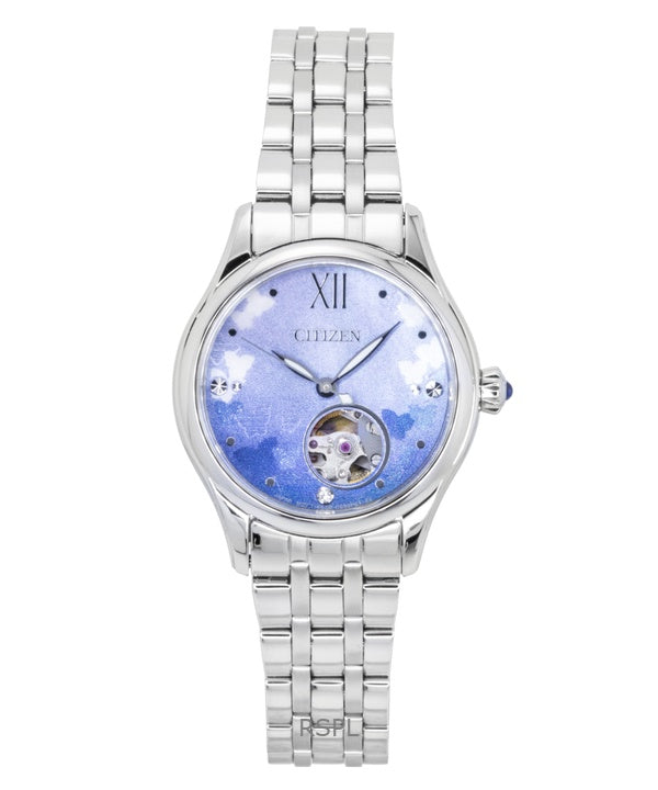 Reloj Citizen PR1040-88N automático de acero inoxidable con esfera azul claro y corazón abierto para mujer, edición limitada