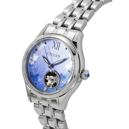 Reloj Citizen PR1040-88N automático de acero inoxidable con esfera azul claro y corazón abierto para mujer, edición limitada
