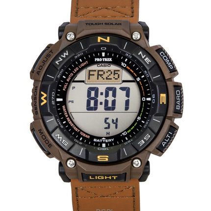 Reloj Casio Pro Trek Climber Line digital con correa de cuero y energía solar PRG-340L-5, 100 m, para hombre