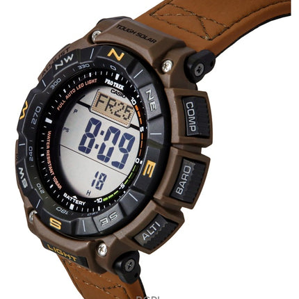 Reloj Casio Pro Trek Climber Line digital con correa de cuero y energía solar PRG-340L-5, 100 m, para hombre