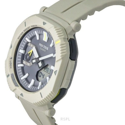 Reloj Casio Pro Trek analógico digital con correa de resina y enlace para teléfono inteligente, esfera gris, resistente al agua