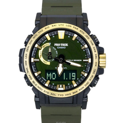 Reloj Casio Pro Trek analógico-digital 30.º aniversario con correa de resina de base biológica, esfera verde, solar PRW-61ANS-3, 100 m, para hombre