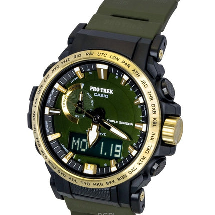 Reloj Casio Pro Trek analógico-digital 30.º aniversario con correa de resina de base biológica, esfera verde, solar PRW-61ANS-3, 100 m, para hombre