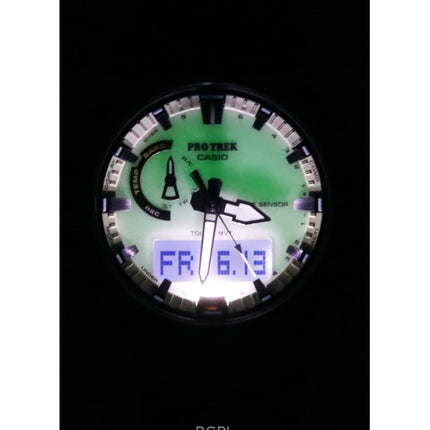 Reloj Casio Pro Trek analógico digital con correa de resina de base biológica, esfera blanca, solar, PRW-61LD-3, 100 m, para hombre