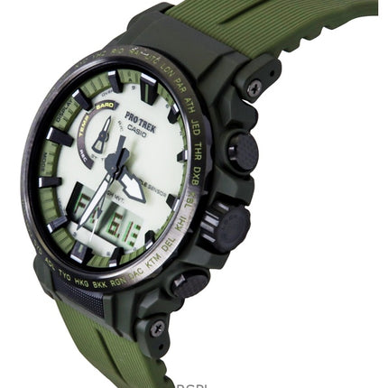 Reloj Casio Pro Trek analógico digital con correa de resina de base biológica, esfera blanca, solar, PRW-61LD-3, 100 m, para hombre