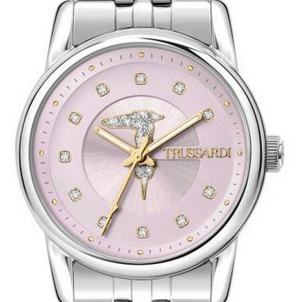 Trussardi T-Joy Crystal Accents Dial rosa Acero inoxidable Cuarzo R2453150504 Reloj para mujer