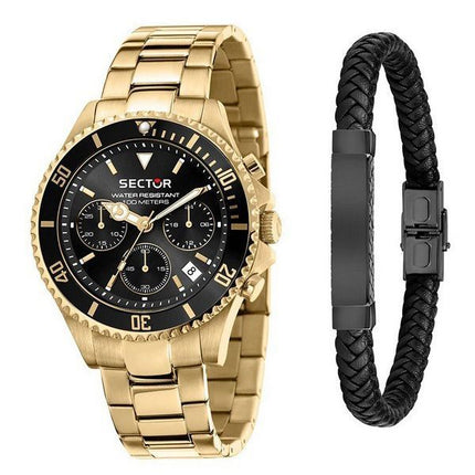 Sector 230 Gold MetTodosic Multifunction Black Dial Quartz R3273661028 100M Men's Watch With Gift Set