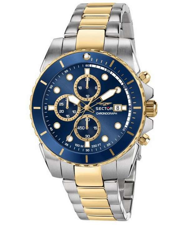 Sector 450 Cronógrafo Blue Sunray Dial Two Tone Acero inoxidable Cuarzo R3273776001 100M Reloj para hombre