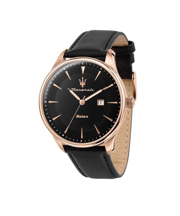 Maserati Tradizione Black Matt Dial Cuero Cuarzo R8851146001 100M Reloj para hombre