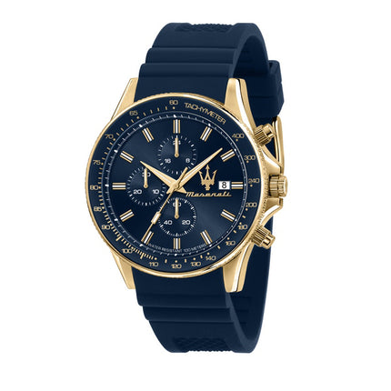 Maserati Sfida Cronógrafo Azul Sunray Dial Cuarzo R8871640004 100M Reloj para hombre