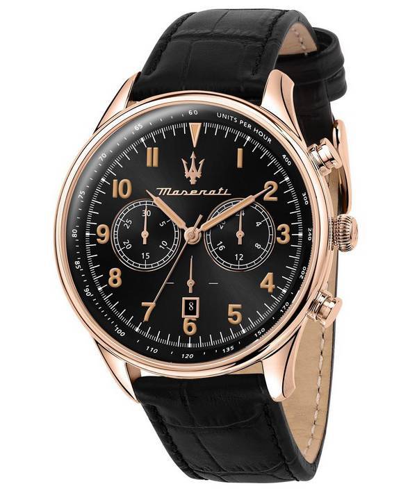 Maserati Tradizione Chronograph Black Sunray Dial Quartz R8871646001 100M Men's Watch