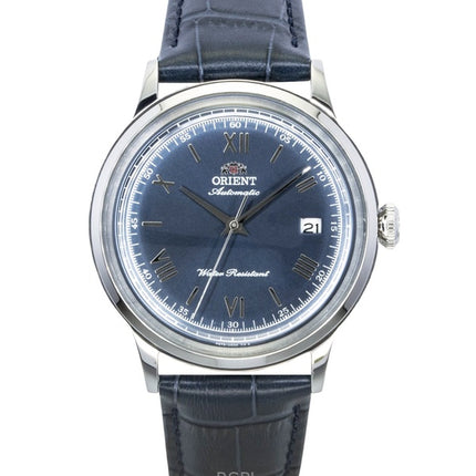 Reloj Orient Bambino Classic para hombre, con correa de piel, esfera azul marino y movimiento automático RA-AC0024L