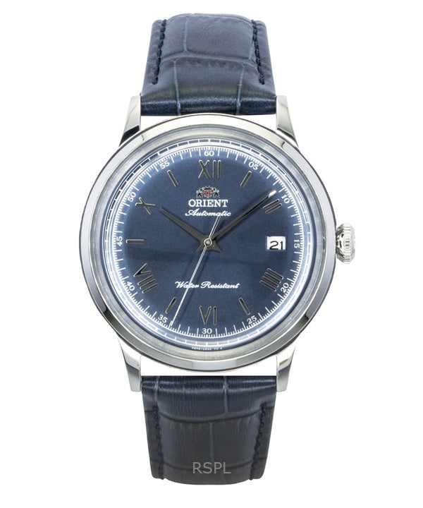 Reloj Orient Bambino Classic para hombre, con correa de piel, esfera azul marino y movimiento automático RA-AC0024L