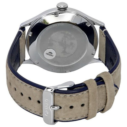Reloj para hombre Orient Bambino versión 4 correa de cuero de ante clásico esfera azul marino automático RA-AC0P02L10B