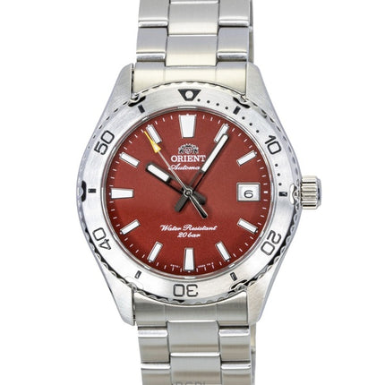 Reloj de buceo automático Orient Mako de acero inoxidable con esfera roja RA-AC0Q09R 200M para hombre