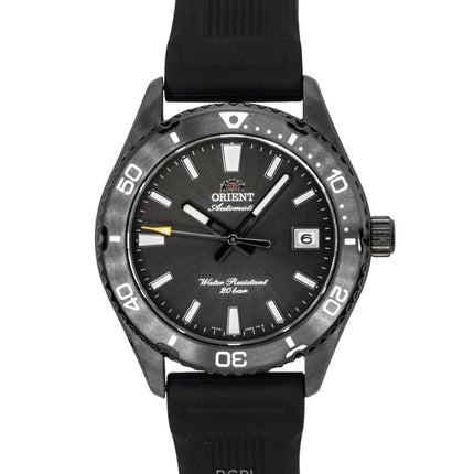 Reloj de buceo automático Orient Mako con correa de silicona y esfera negra RA-AC0Q10N para hombre, 200 m