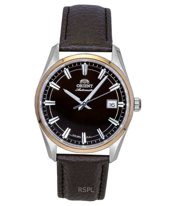 Reloj Orient Stretto automático con correa de piel y esfera marrón RA-AC0R03Y para hombre