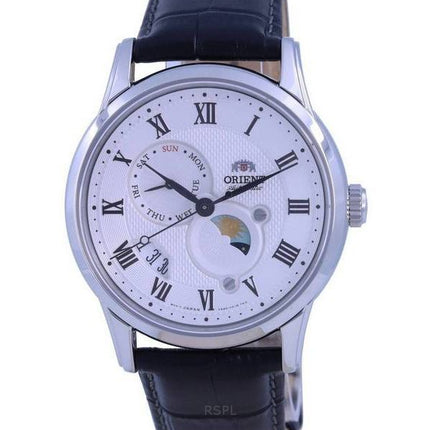 Reloj Orient Classic Sun And Moon con esfera blanca automático RA-AK0008S10B RA-AK0008S30B para hombre