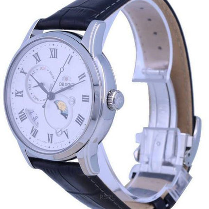 Reloj Orient Classic Sun And Moon con esfera blanca automático RA-AK0008S10B RA-AK0008S30B para hombre