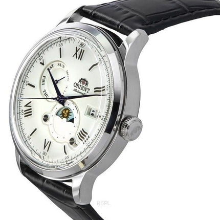 Reloj Orient Bambino versión 9 con fase solar y lunar, esfera blanca, automático, RA-AK0802S10B RA-AK0802S30B para hombre