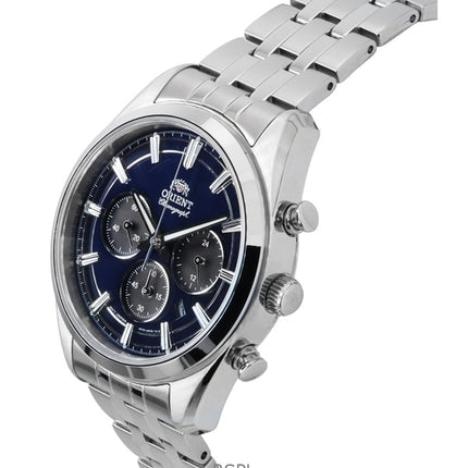 Reloj Orient Contemporary Cronógrafo de acero inoxidable con esfera azul marino de cuarzo RA-TX0303L para hombre
