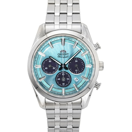 Reloj Orient Contemporary Cronógrafo de acero inoxidable con esfera azul cielo de cuarzo RA-TX0304L para hombre