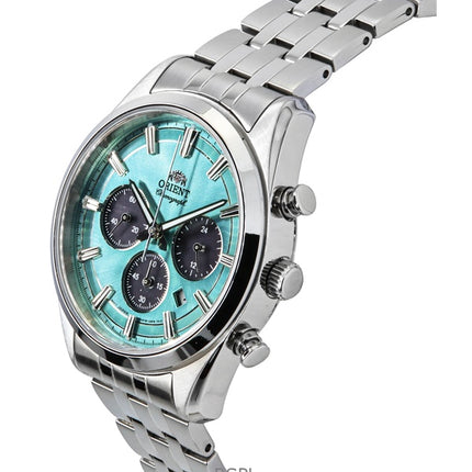 Reloj Orient Contemporary Cronógrafo de acero inoxidable con esfera azul cielo de cuarzo RA-TX0304L para hombre