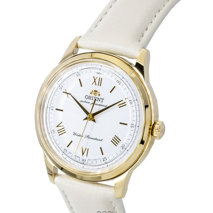 Reloj Orient Bambino con correa de piel y esfera blanca, solar, RA-WK0001S para hombre
