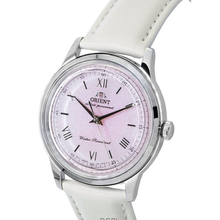 Reloj Orient Bambino con correa de piel y esfera rosa, solar, RA-WK0005P para hombre