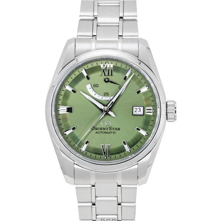 Reloj Orient Star Contemporary para hombre, automático, de acero inoxidable, esfera verde, modelo RE-AU0107E, resistente al agua hasta 100 metros.