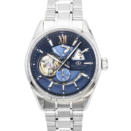 Reloj Orient Star Keshiki de edición limitada, acero inoxidable, corazón abierto, esfera azul grisácea, automático, RE-AV0132L, 100 m, para hombre