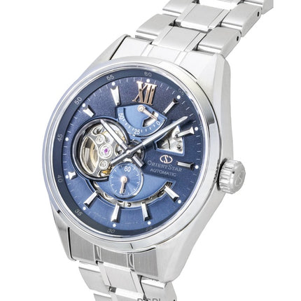 Reloj Orient Star Keshiki de edición limitada, acero inoxidable, corazón abierto, esfera azul grisácea, automático, RE-AV0132L, 100 m, para hombre
