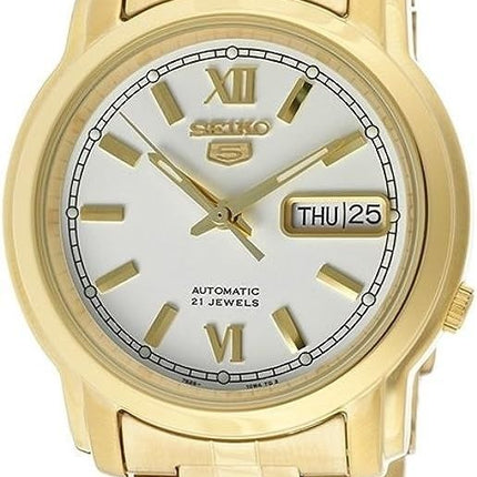 Reloj Seiko 5 automático con esfera blanca y 21 joyas SNKK84K1 para hombre reacondicionado