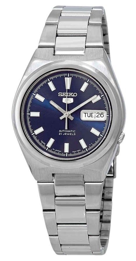 Reloj Seiko automático SNKC51J1 de acero inoxidable con esfera azul para hombre, reacondicionado
